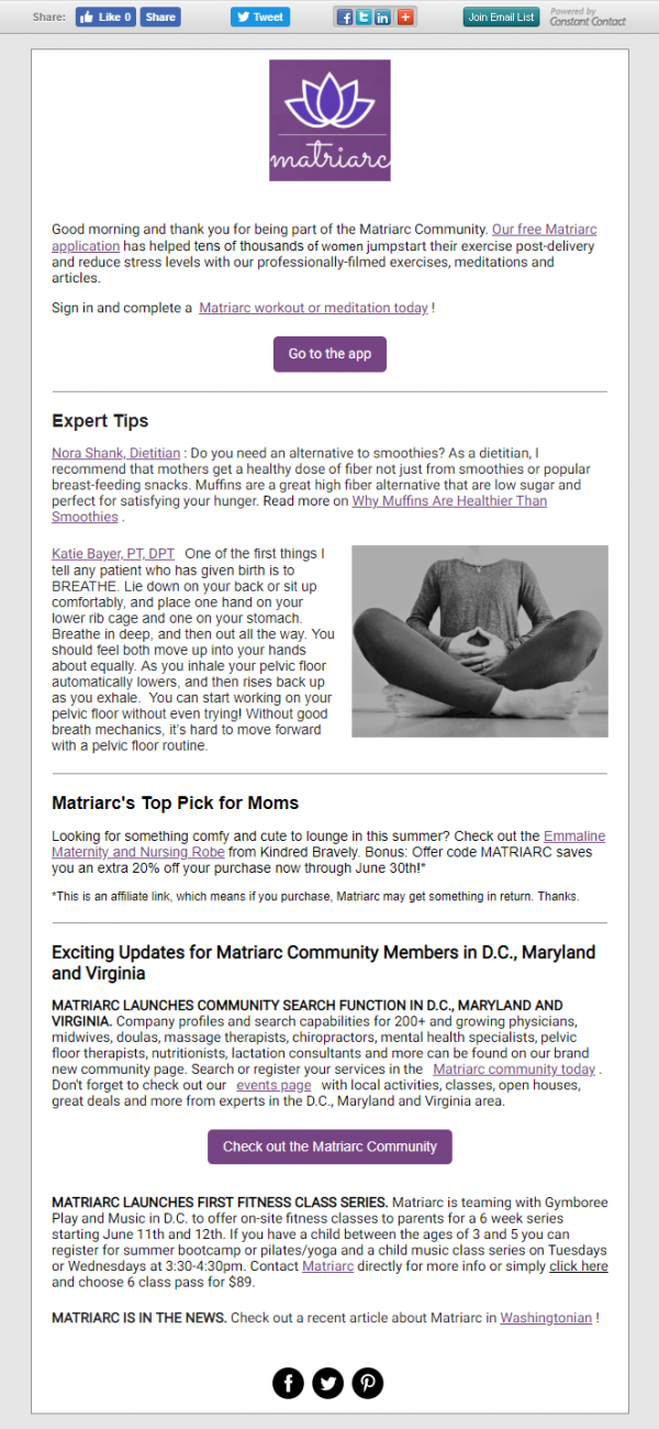 Newsletter template for maternity database
